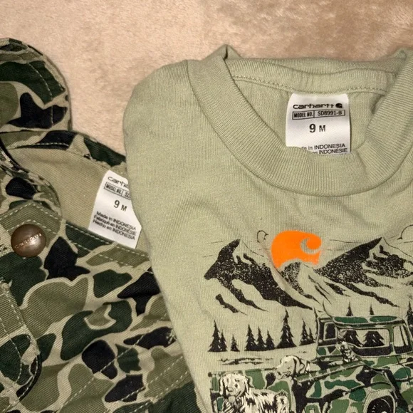Carhartt Camo Overalls and Graphic Bodysuit Set - Picture 2 of 3